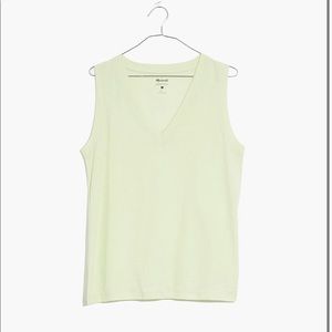 NWT Madewell Medium Whisper Cotton V-Neck Tank - Palest Willow